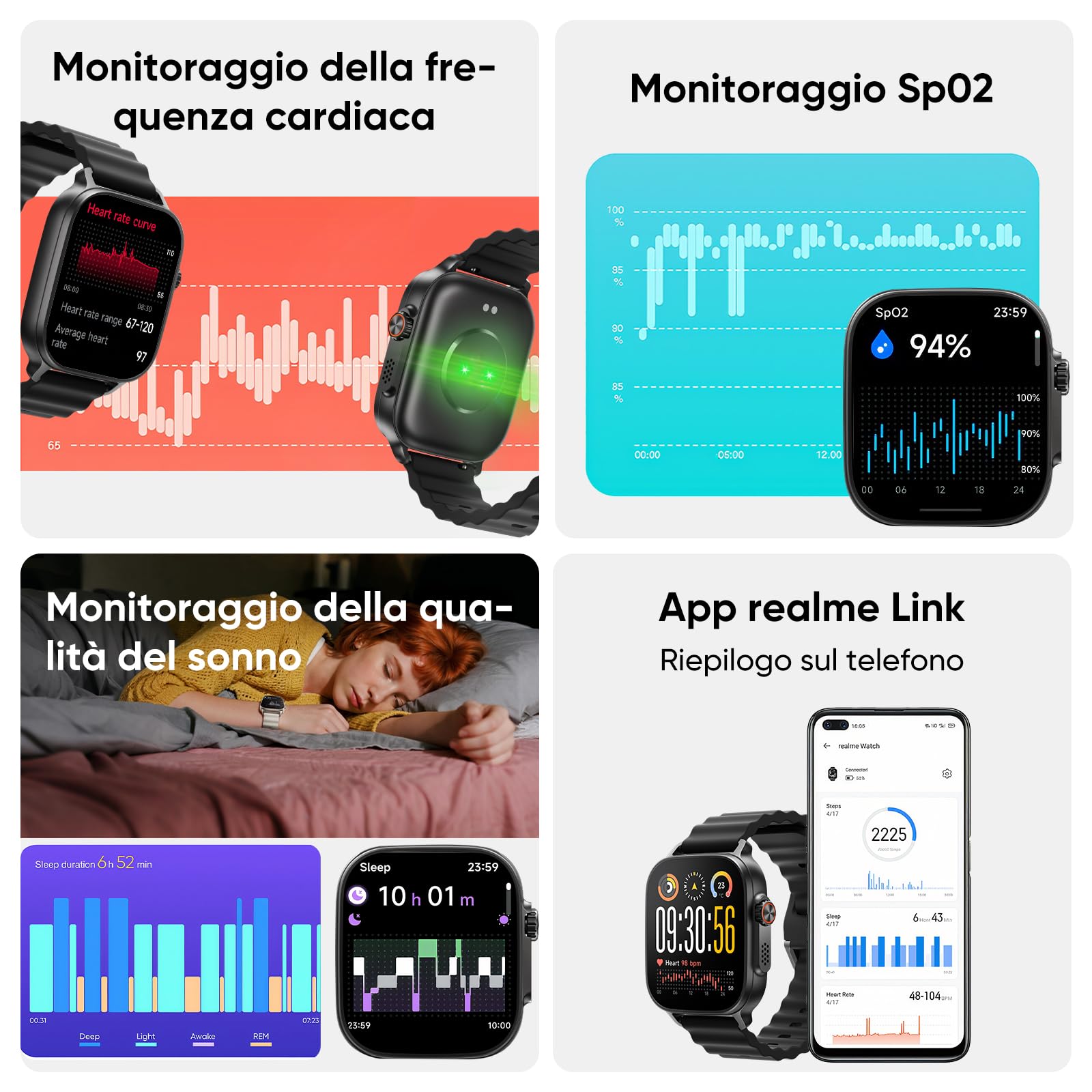 realme Watch 5 Smartwatch, AMOLED Touch 1,97'', GPS Indipendente, Accesso NFC, Chiamate Bluetooth, 108 Modalità Sport, Monitoraggio Ossigeno Sangue/Sonno, Impermeabile IP68, Batteria 16 Giorni, Nero