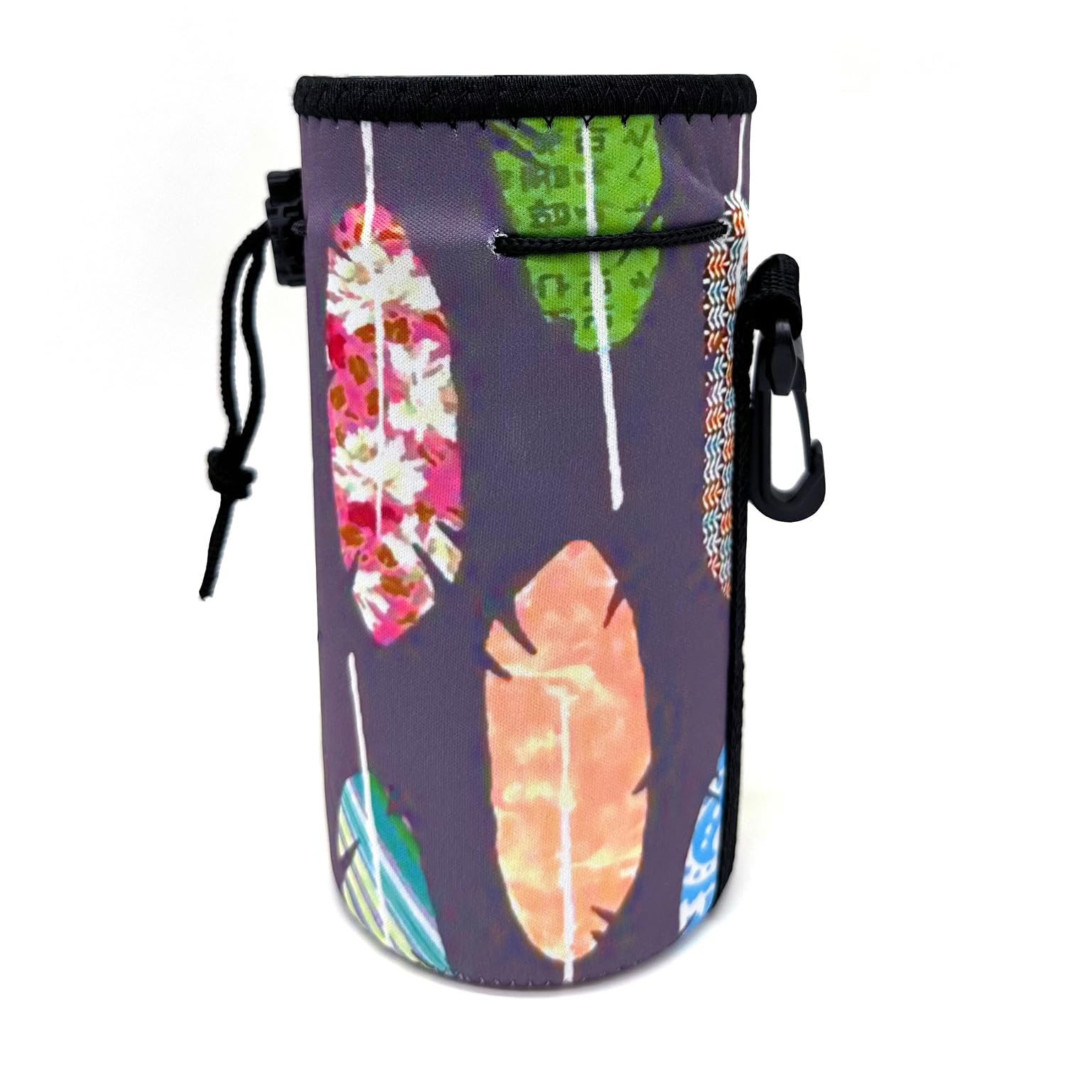 AMMKRO Water Bottle Bag Carrier, Neoprene Sleeve Portable Insulator Cover With Drawstring for 18-20 Oz Bottles (Feather) — image 1