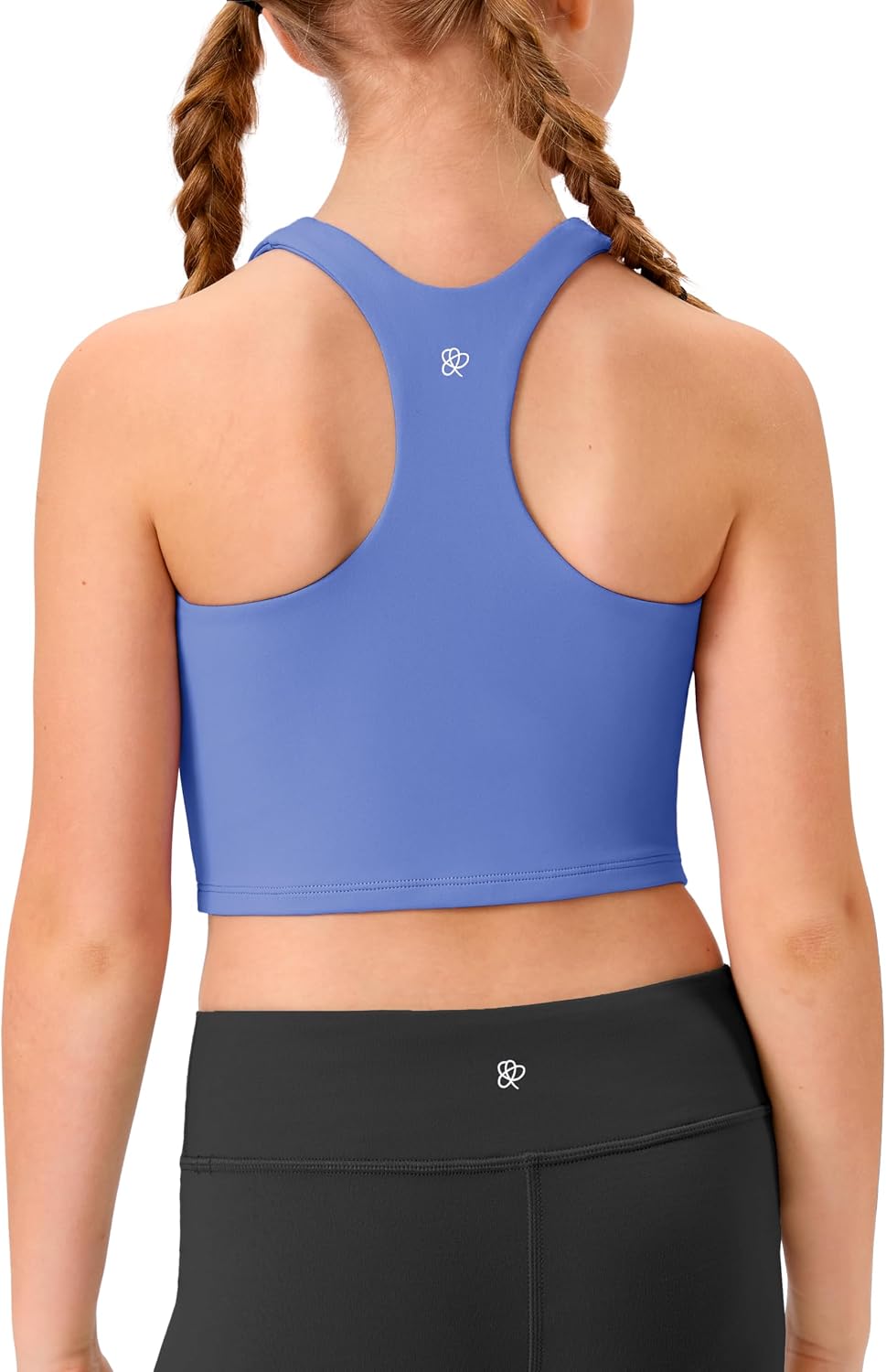 Girls Racerback Crop Tank Tops Double Lined Athletic Workout Shirts for Kids Teens Dance Gymnastics Activewear