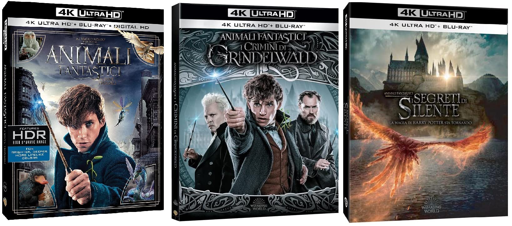 ANIMALI FANTASTICI - Dove Trovarli + I Crimini di Grindelwald + I Segreti di Silente (3 Film 4K UltraHD+Blu Ray) Edizione Italiana [4K UltraHD]