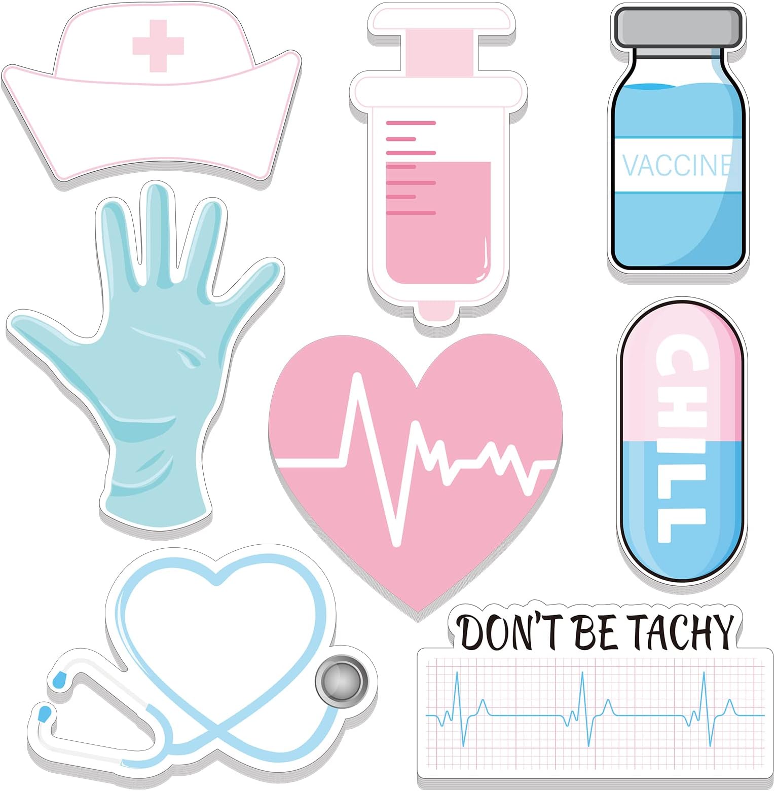 MWOOT 8 Pieces Funny Nurse Sticky Notes, Medical Theme