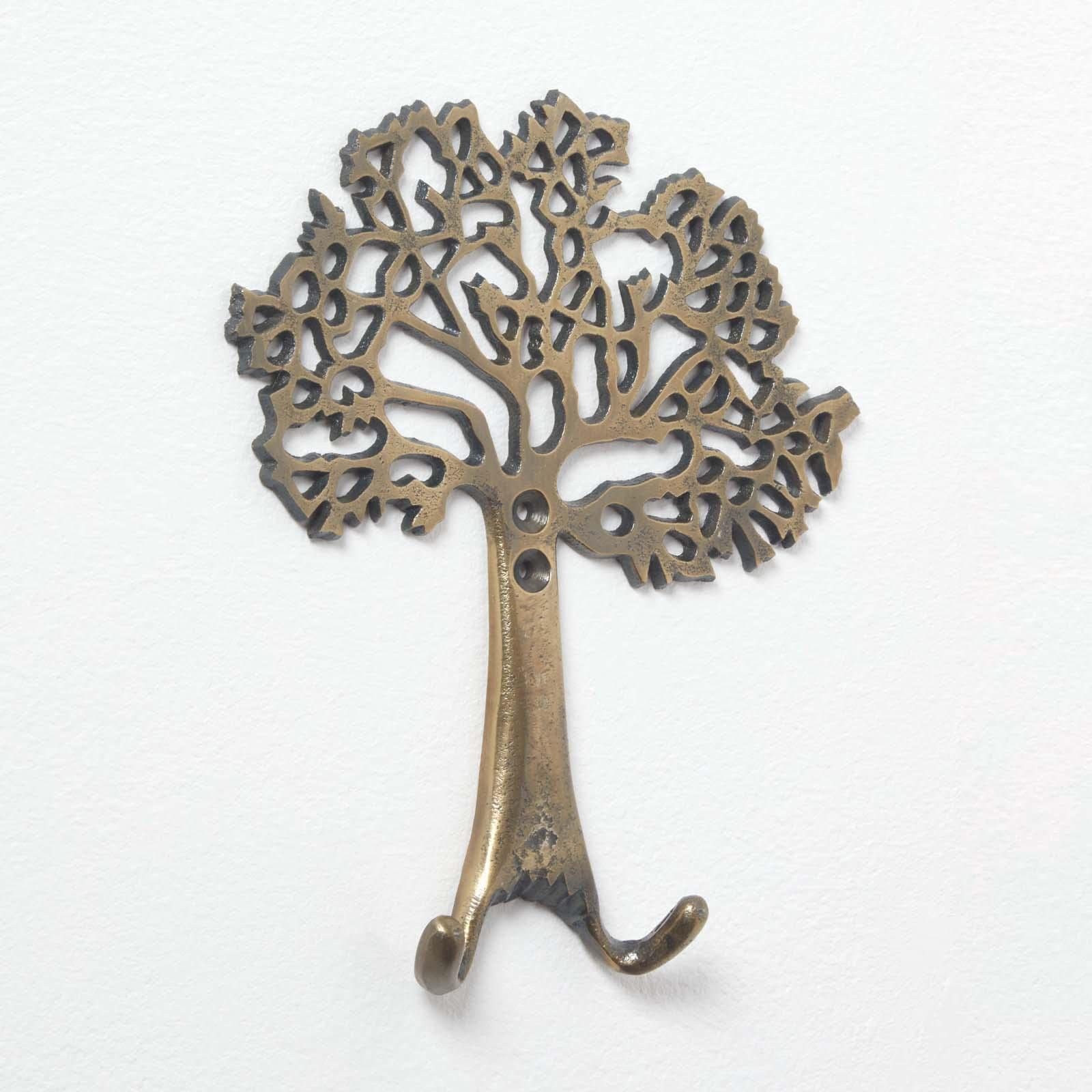 Homescapes Gold Antique Tree Of Life Wall Mounted Double Coat Hook