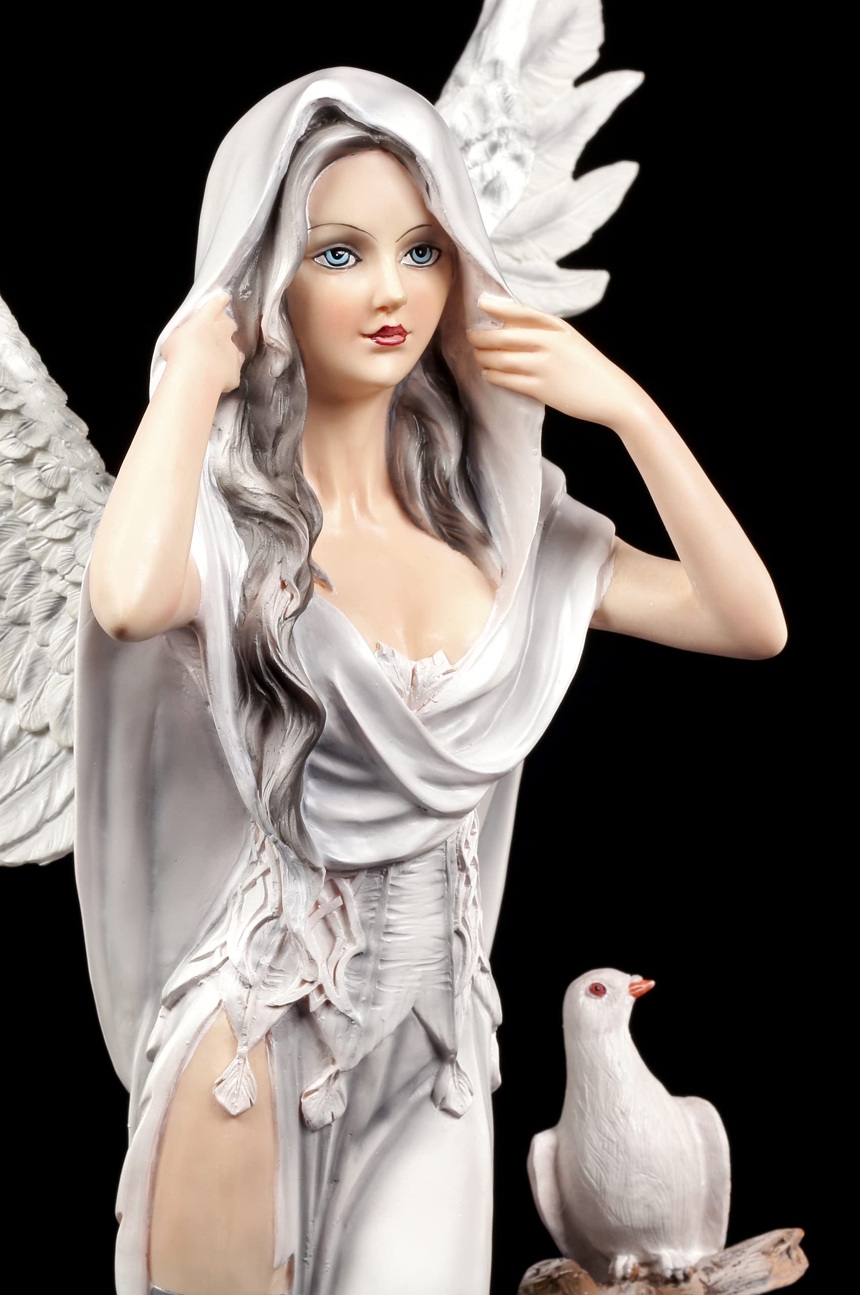 Figura de ángel de la luz con palomas 61 cm | Estatua de fantasía elfo