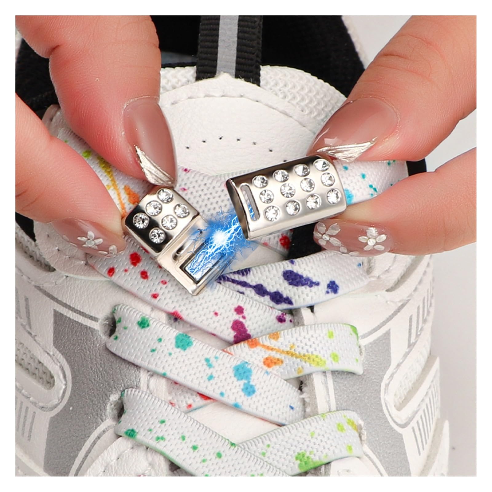 lacci per scarpe, Lacci for scarpe con diamanti senza lacci Elastici piatti for