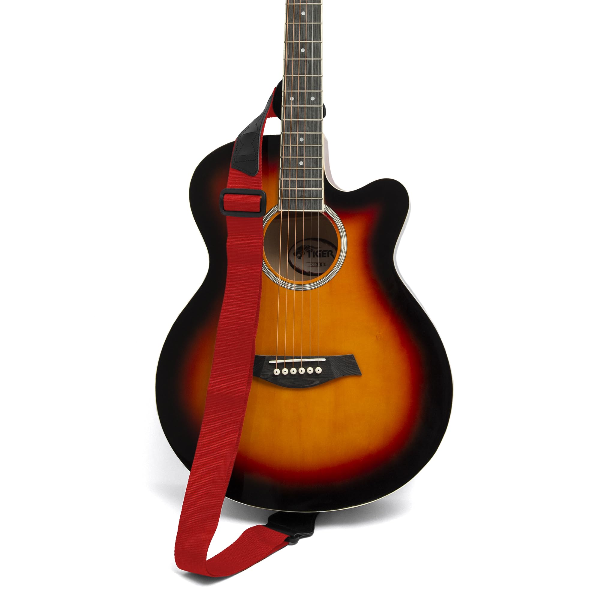 Tiger Sangle et médiators pour guitare, Nylon, Rouge, Taille unique