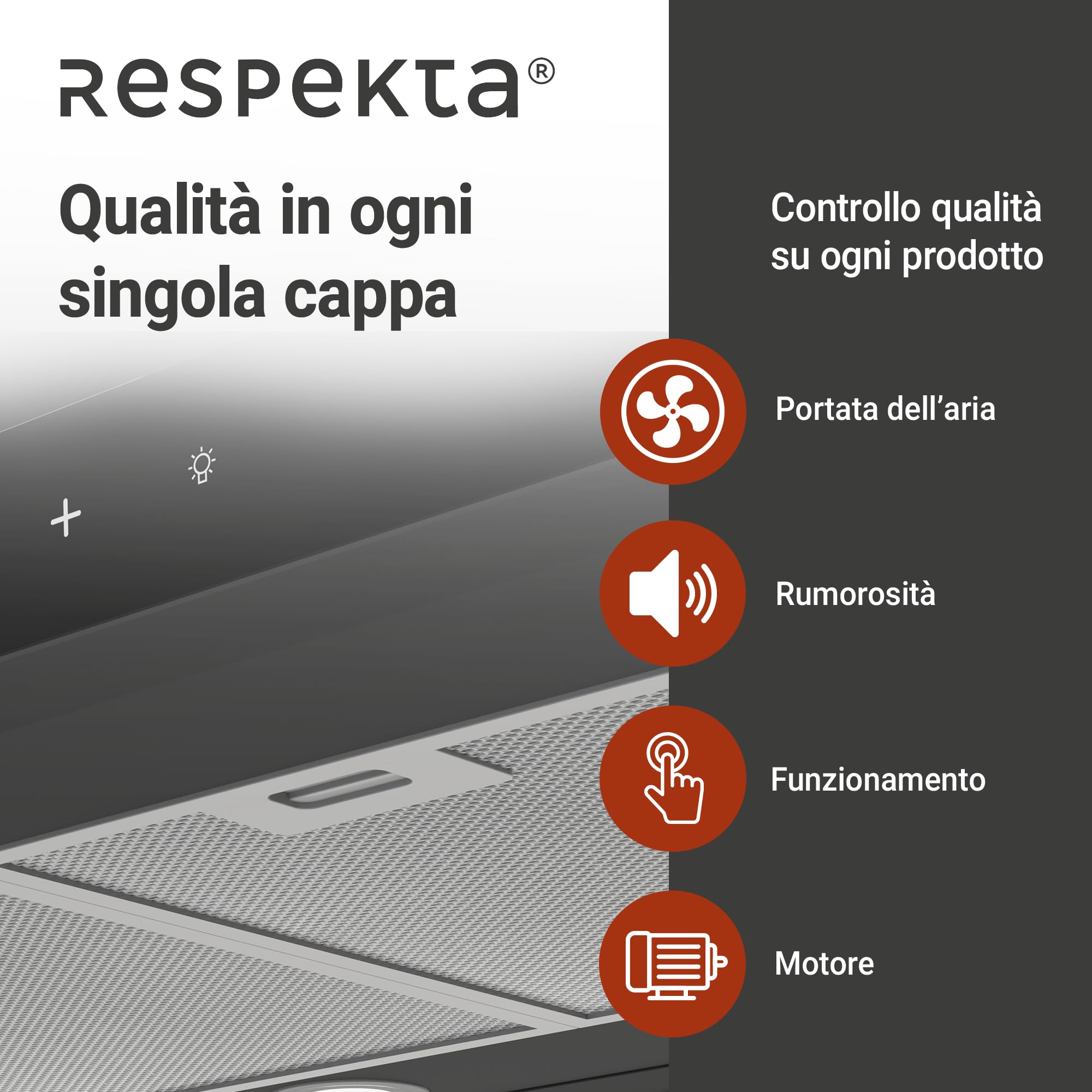 Cappa aspirante a isola, 90 cm, nero opaco, Touch Control Respekta