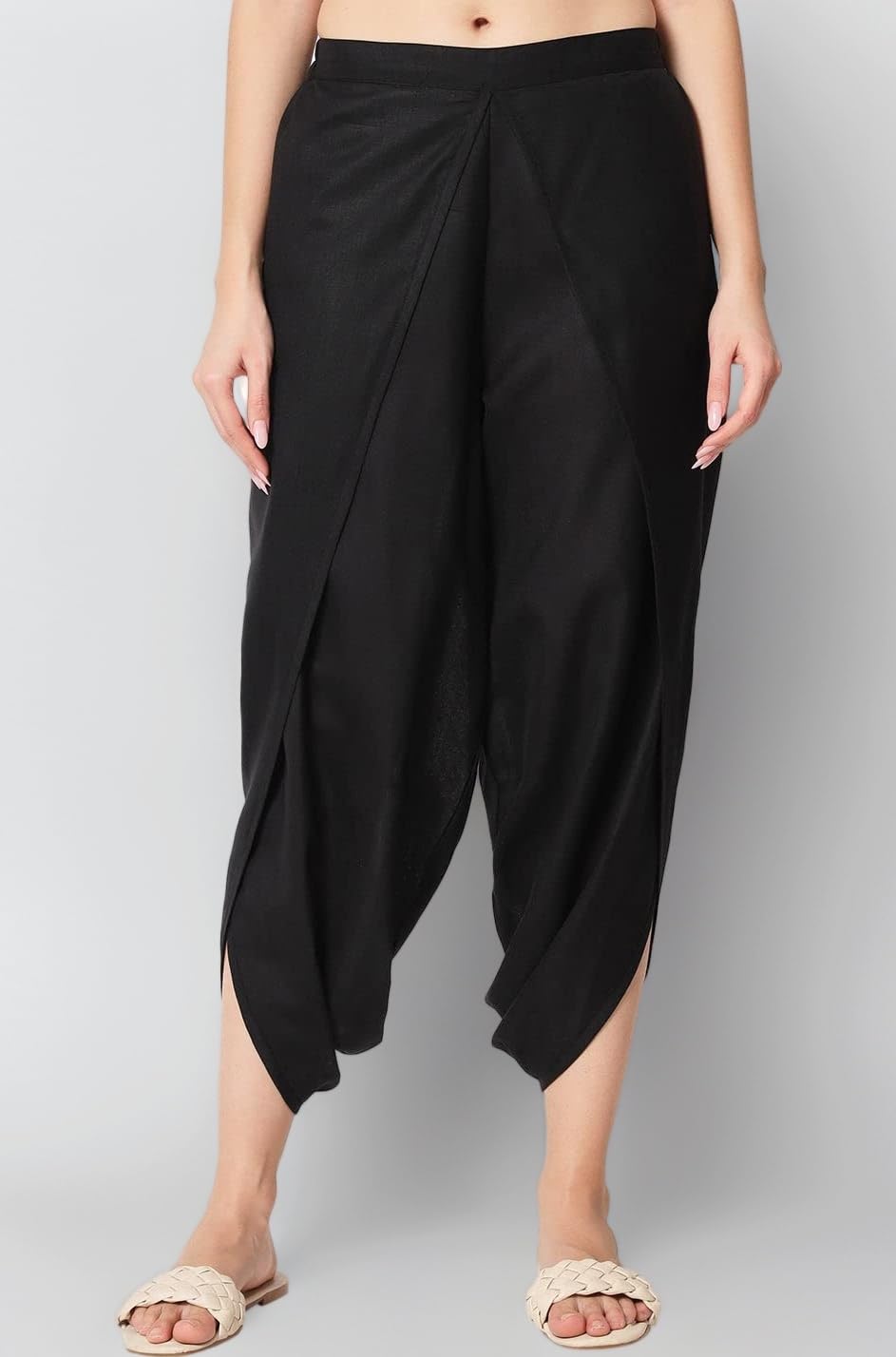 9rasa Women's Cotton Solid Harem Dhoti Pants for Casual FusionWear Workwear
