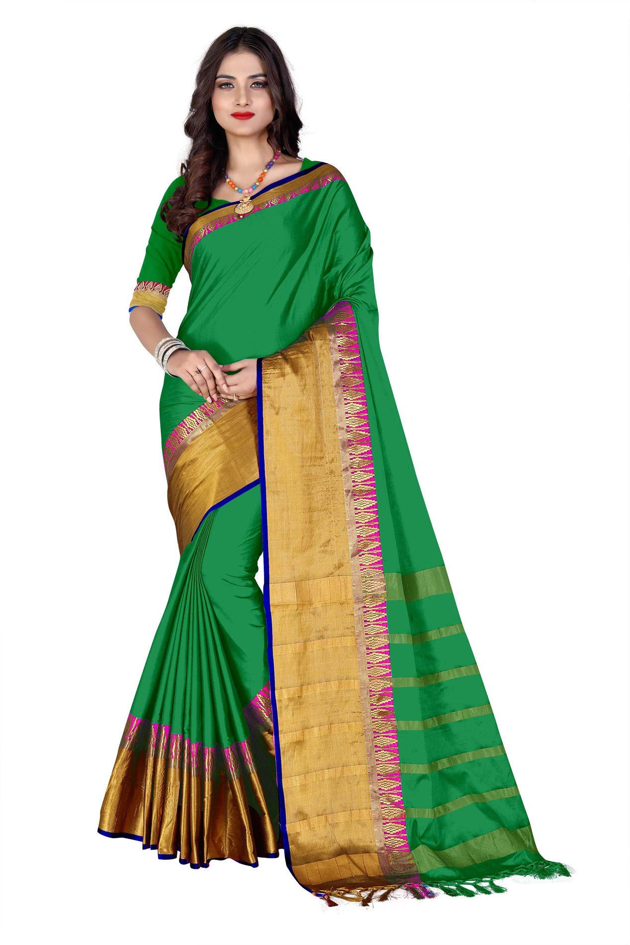 RIVAN FASHIONCOTTAN SILK SAREE •/GRREN/•