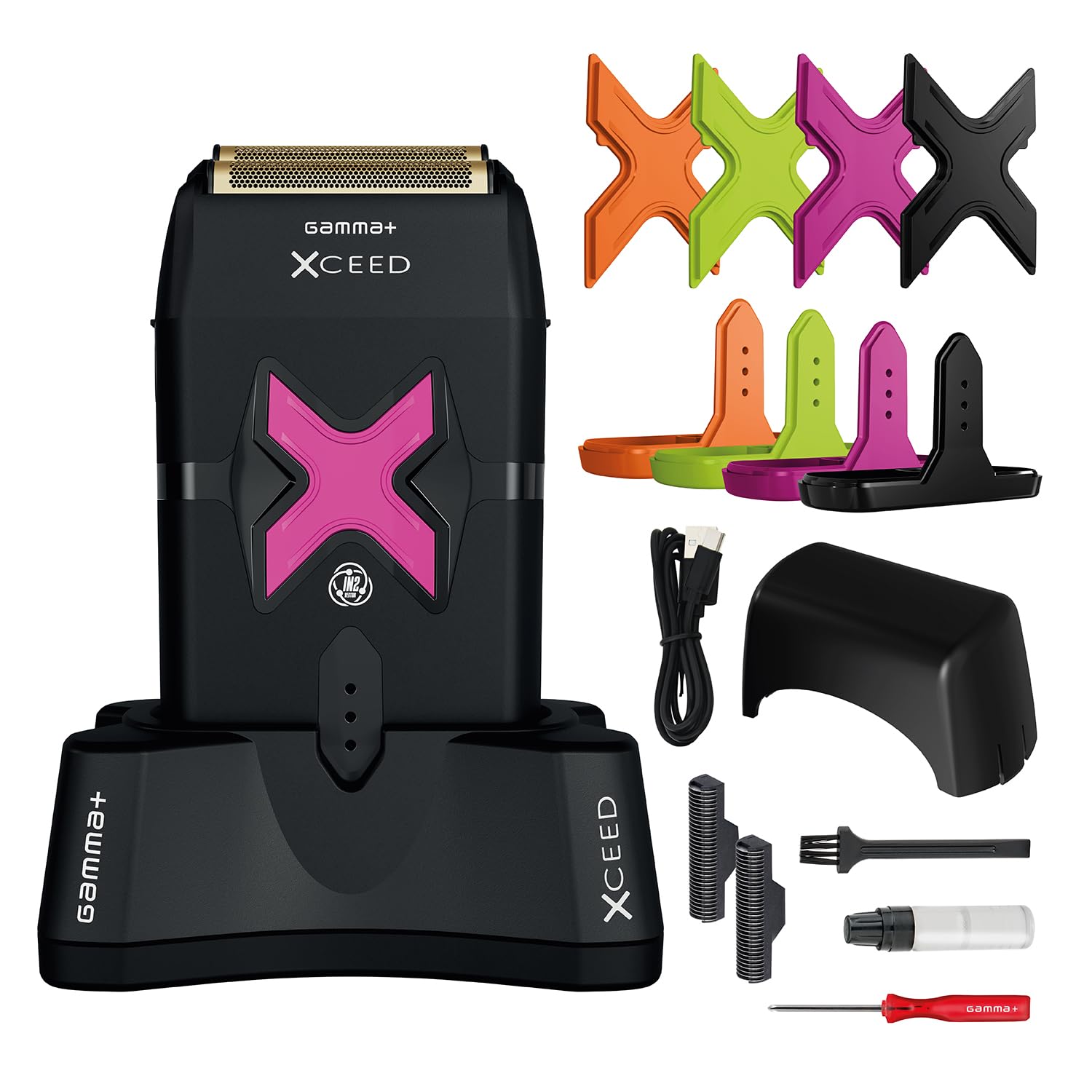 GAMMA+ XCEED Rasoir Électrique Hommes Barbe et Cheveux |Moteur Vector IN2 avec Intuitive Torque Control | Autonomie de 120 Min |Rasoir de Poche | Câble USB de Type C | Corps en Aluminium