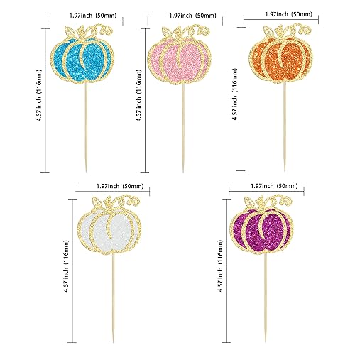 Miniatura 2 de Gyufise 24 adornos de calabaza para cupcakes temáticos de otoño, cosecha de otoño, decoración de pasteles temáticos para baby shower, cumpleaños,