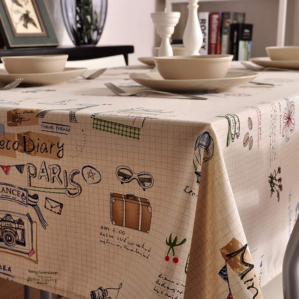 Nappe en lin brodé de style moderne avec motif imprimé journal élégant