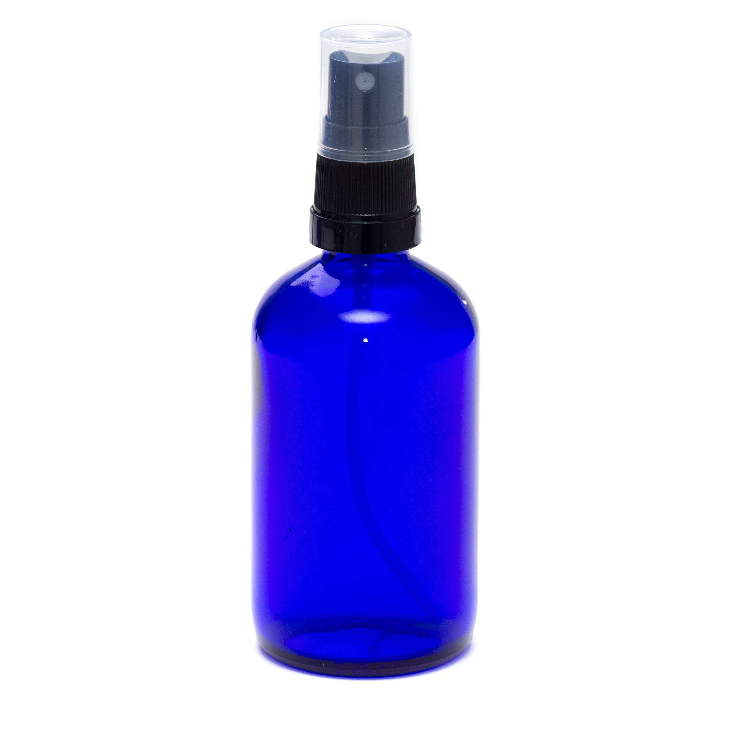 Aura 100ml BLUE Glass Bottles with Black ATOMISER Sprays - PACK of 8