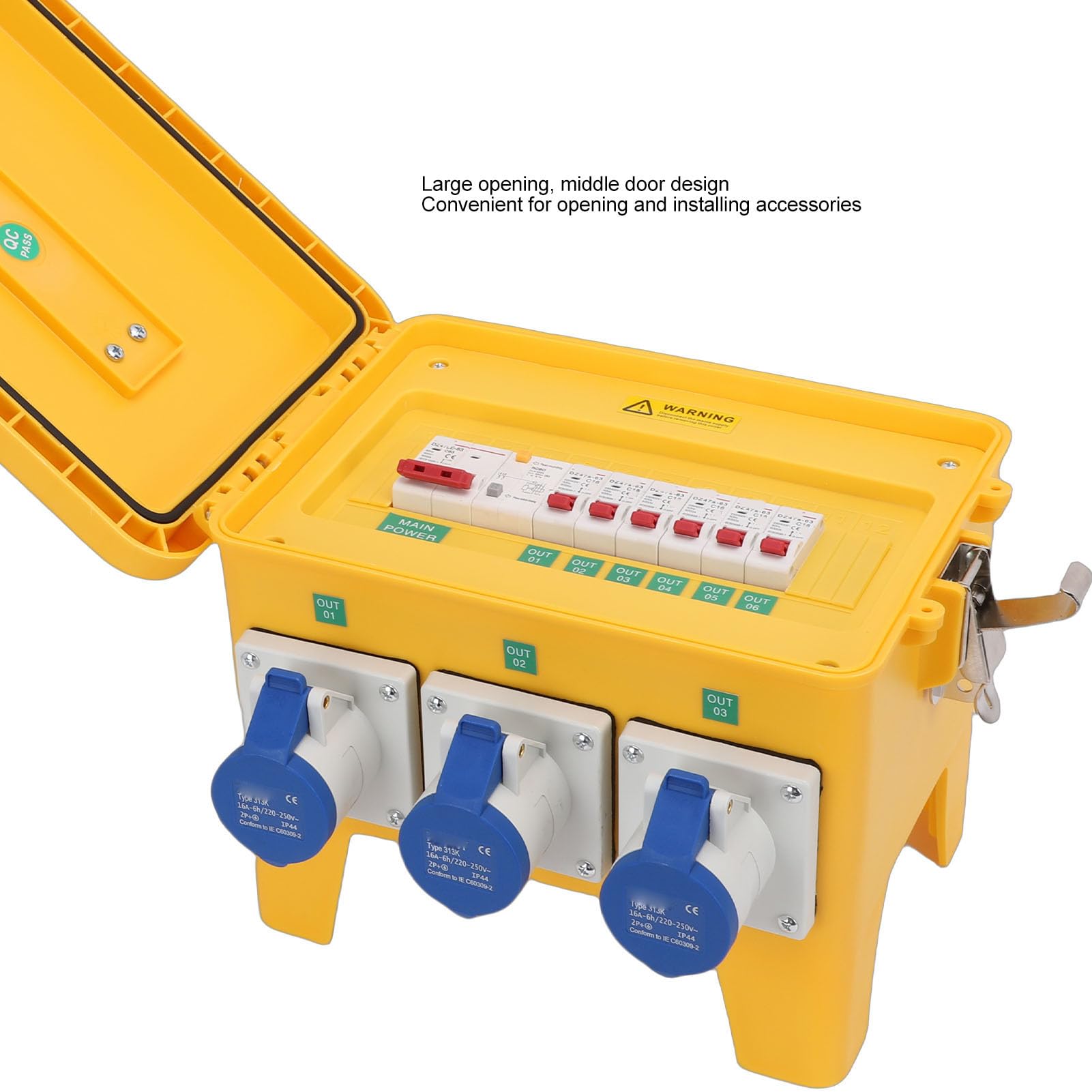 FILFEEL Caja de Distribución de EnergíA portátil: Salidas CEE de 3 Pines + Enchufes Hembra de 3 Clavijas, Distribuidor de Enchufes Eléctricos IP65 para Sitios de Construcción, Eventos Y Talleres Al