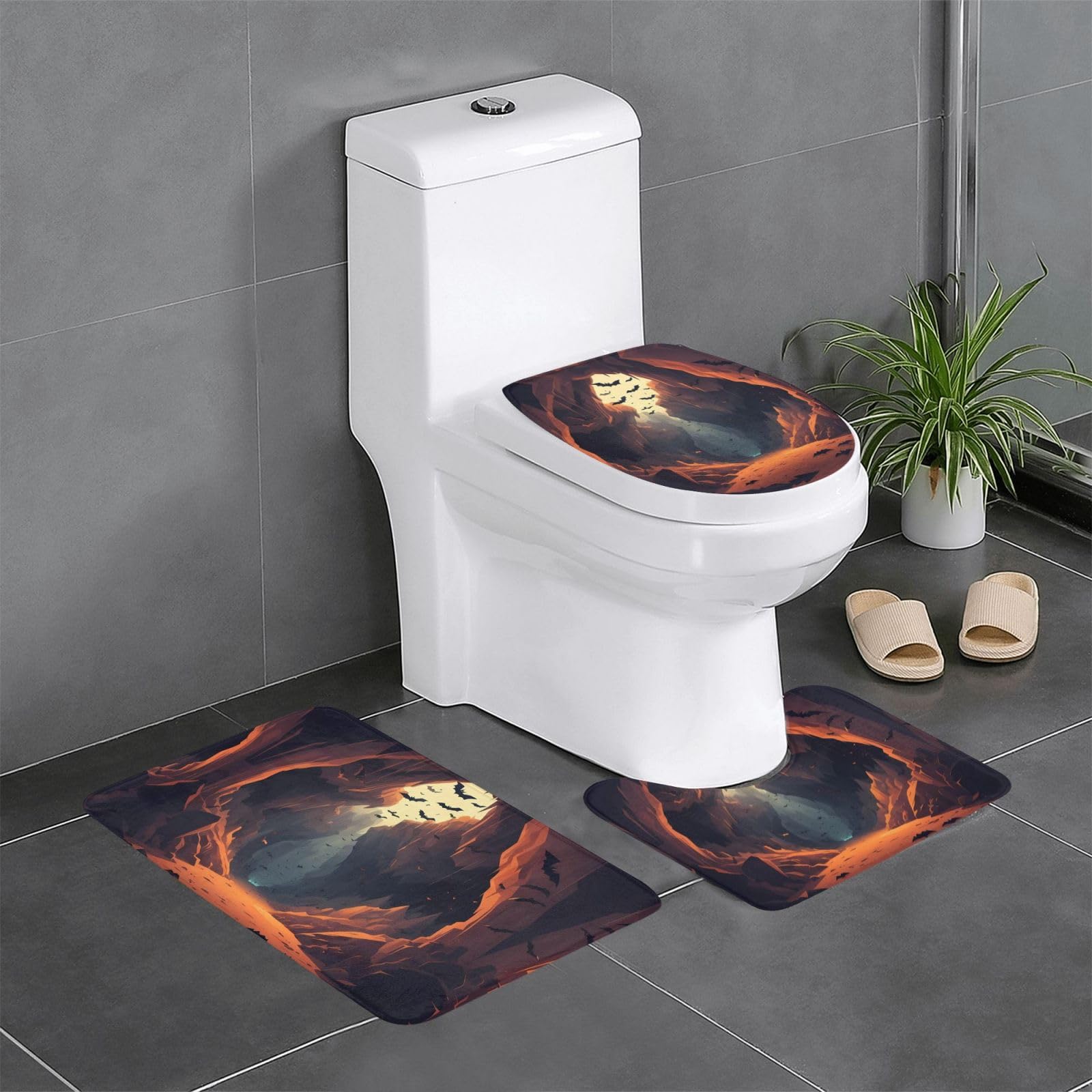 Tapis de salle de bain antidérapant lot de 3 absorbant et sécurisé pour WC