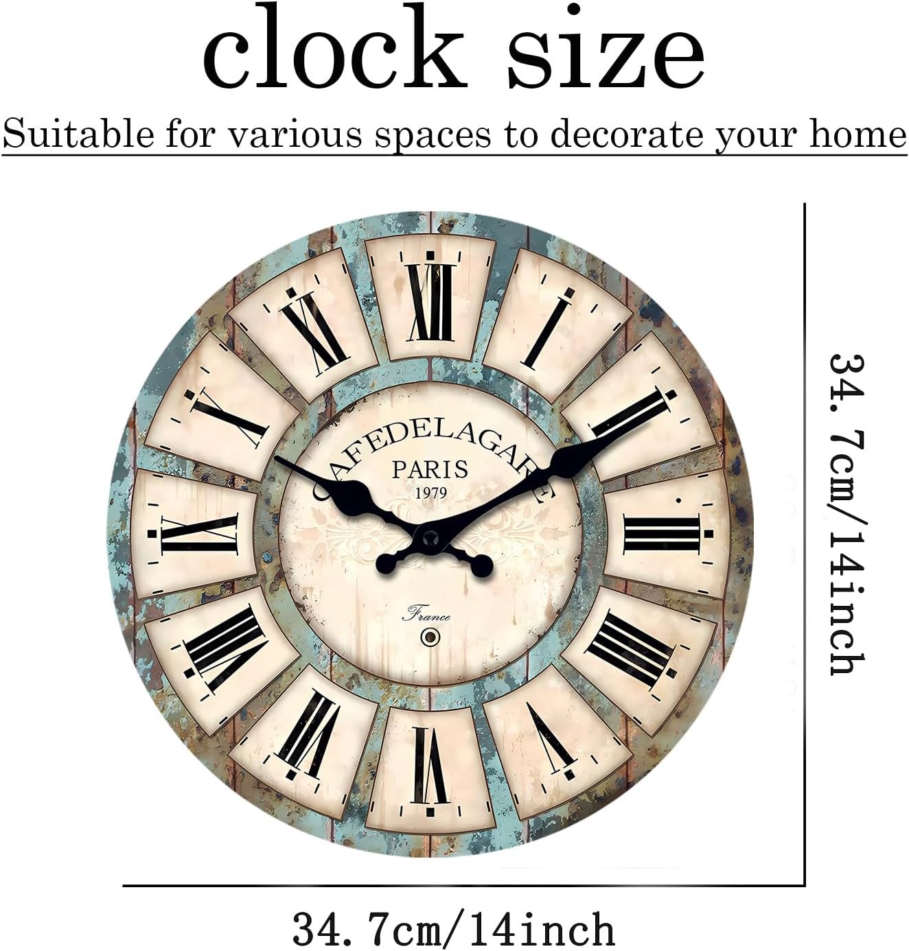 Wooden Wall Clock for Living Room Decor 14 Inch Decorative Clocks for Walls Round Battery Operated Wall Clock Non Ticking(No Solid Wood, It is with MDF Material)