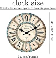 Vista 6 de Wooden Wall Clock for Living Room Decor 14 Inch Decorative Clocks for Walls Round Battery Operated Wall Clock Non Ticking(No Solid Wood, It is with