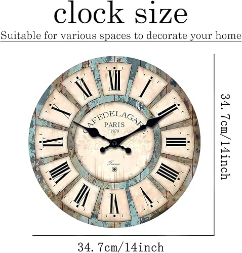Miniatura 6 de Wooden Wall Clock for Living Room Decor 14 Inch Decorative Clocks for Walls Round Battery Operated Wall Clock Non Ticking(No Solid Wood, It is with