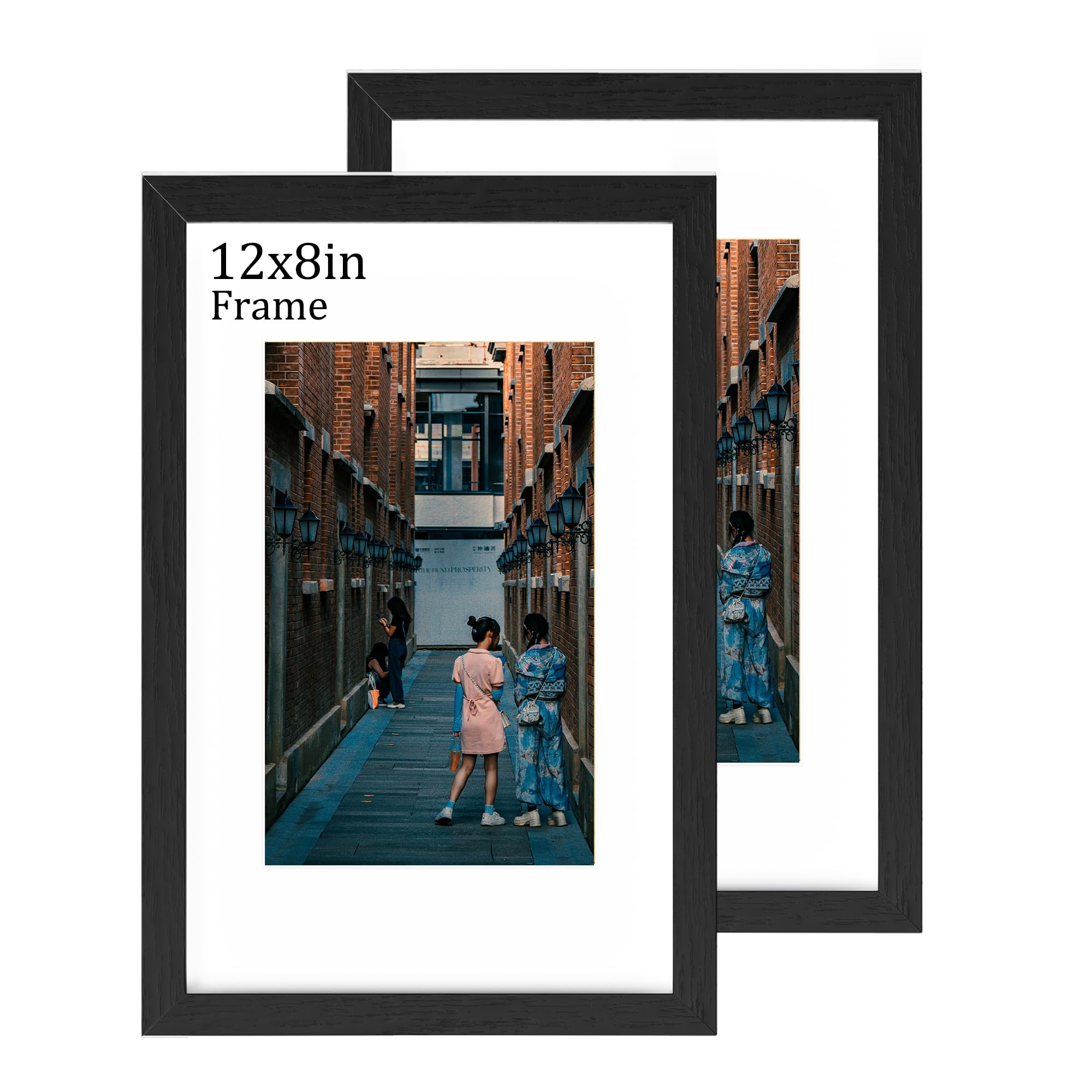 MEGAROOM 12x8 Photo Frames 2 Pack - 8x12 Picture Frame for 20.3x30.5cm Photo Wall Hanging & Tabletop - 8x12in Photo Frame with Clear Perspex Front - Wall Mounting to Hang Portrait or Landscape (Black) — image 1