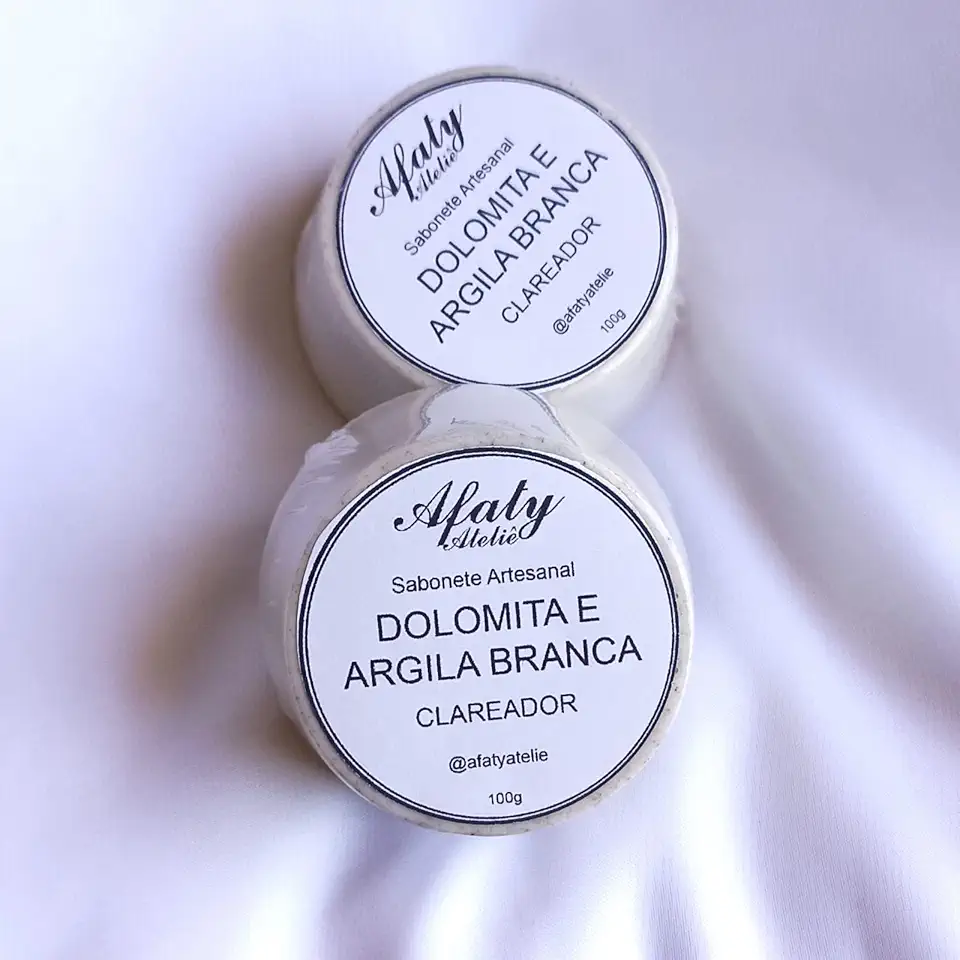 2 Sabonetes de Dolomita e Argila Branca 100g – Clareador, Pele de Porcelana | Afaty