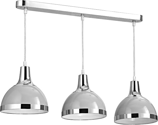 Premier Housewares E27 Edison Screw 40 W 3 Ceiling Light Shade Ceiling Lights Flint Grey Pendant Lighting Ceiling Pendant H110xW68xD18