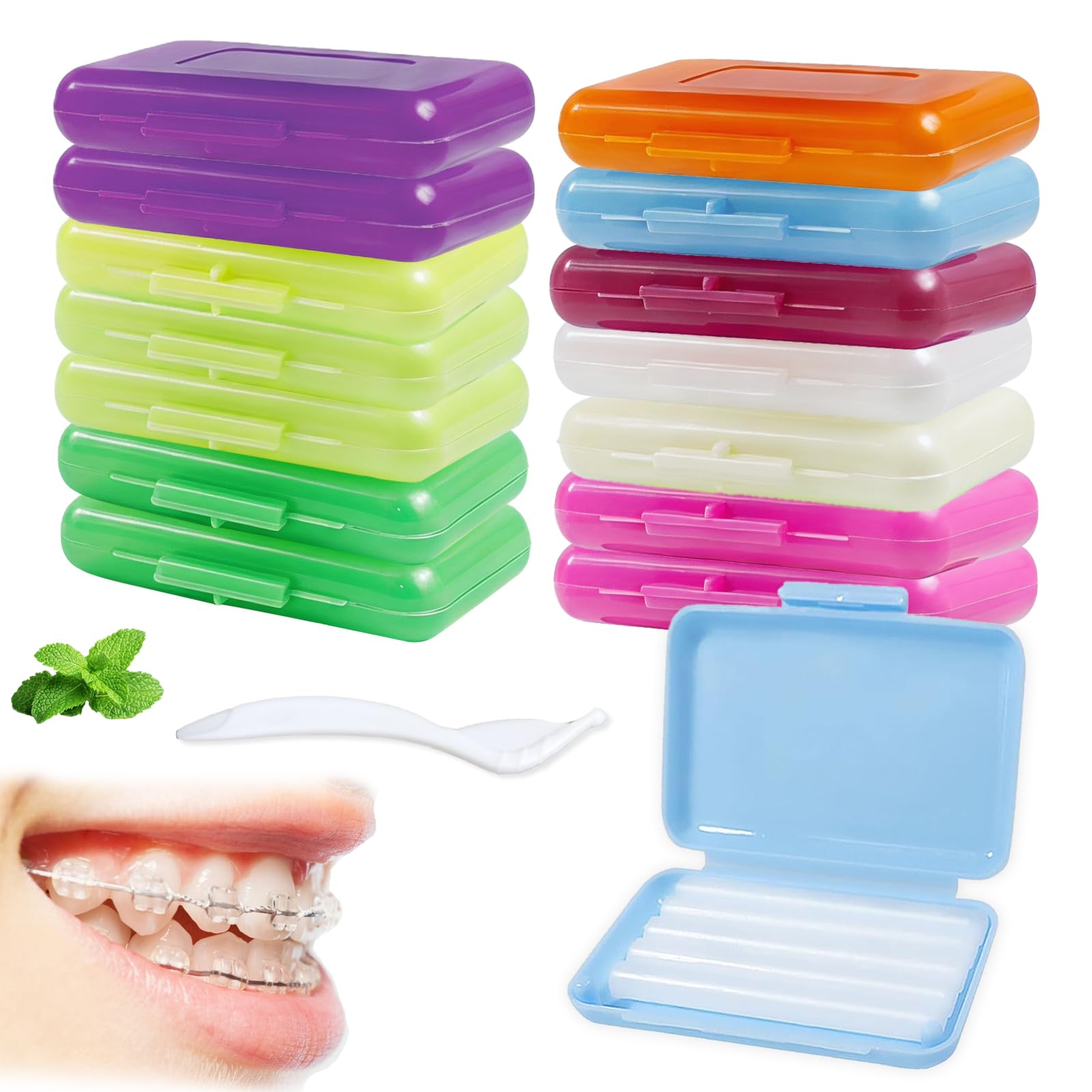 15 PCS Cire Orthodontique Cire Appareil Dentaire, 10 Saveurs Orthodontique Kits de Soins Dentaires de Soulagement, pour Porteurs D'appareil Dentaire, pour Soulager Les Irritations Et Les Douleurs