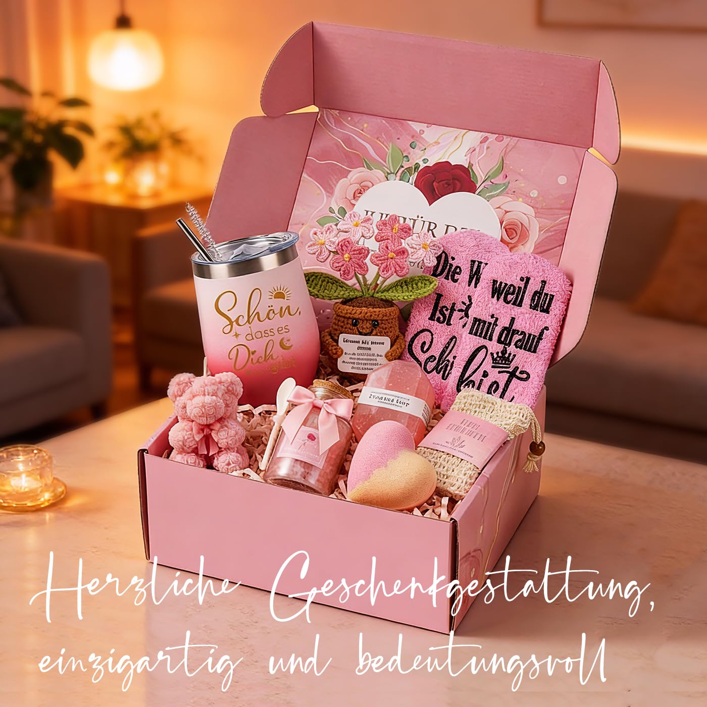 Geschenk für Frauen, Schön dass es Dich gibt Geschenkset, Danke Geschenkbox für Freundin, Schwester, Ehefrau, Mama, Kollege, Mutter Inspirierende Geschenke Geschenkidee für Geburtstag