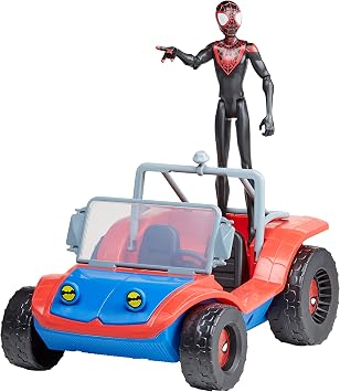Marvel Spider-Man Spider-Mobile 6-Inch-Scale Vehicle with Miles Morales Action Figure, Marvel Toys for Kids Ages 4 and Up