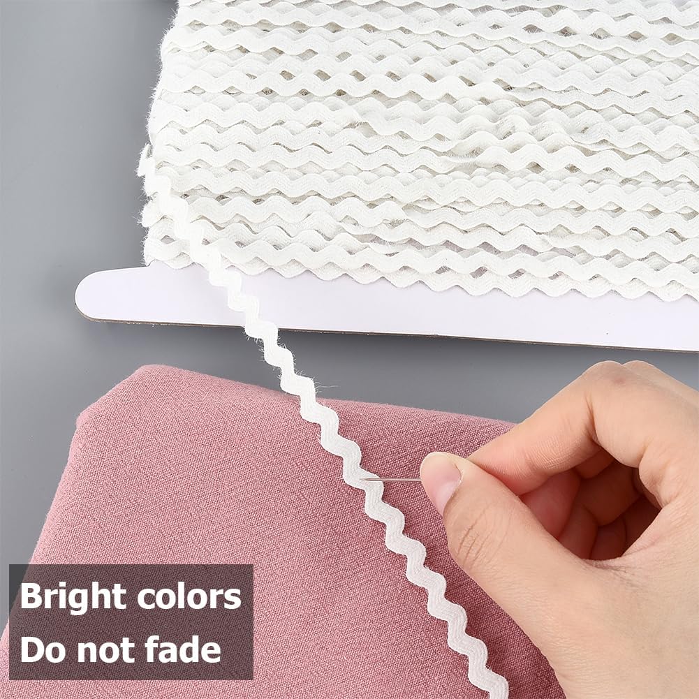 GORGECRAFT 25 Yards White RIC Rac Ribbon Wool Yarn Rick Rack Trim 1/4 Inch Rickrack Lace Wave Ribbon Zig Zag Wave Bending Lace Trim S Shaped Braided Fabric for Sewing DIY Crafts Christmas