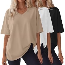 3 Pack Womens Oversized V Neck Shirts