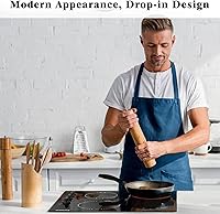 Vista 5 de Karinear Placa de cocina eléctrica de 4 quemadores de 24 pulgadas, estufa integrada, estufa radiante de 220-240 V con control de perilla, indicador