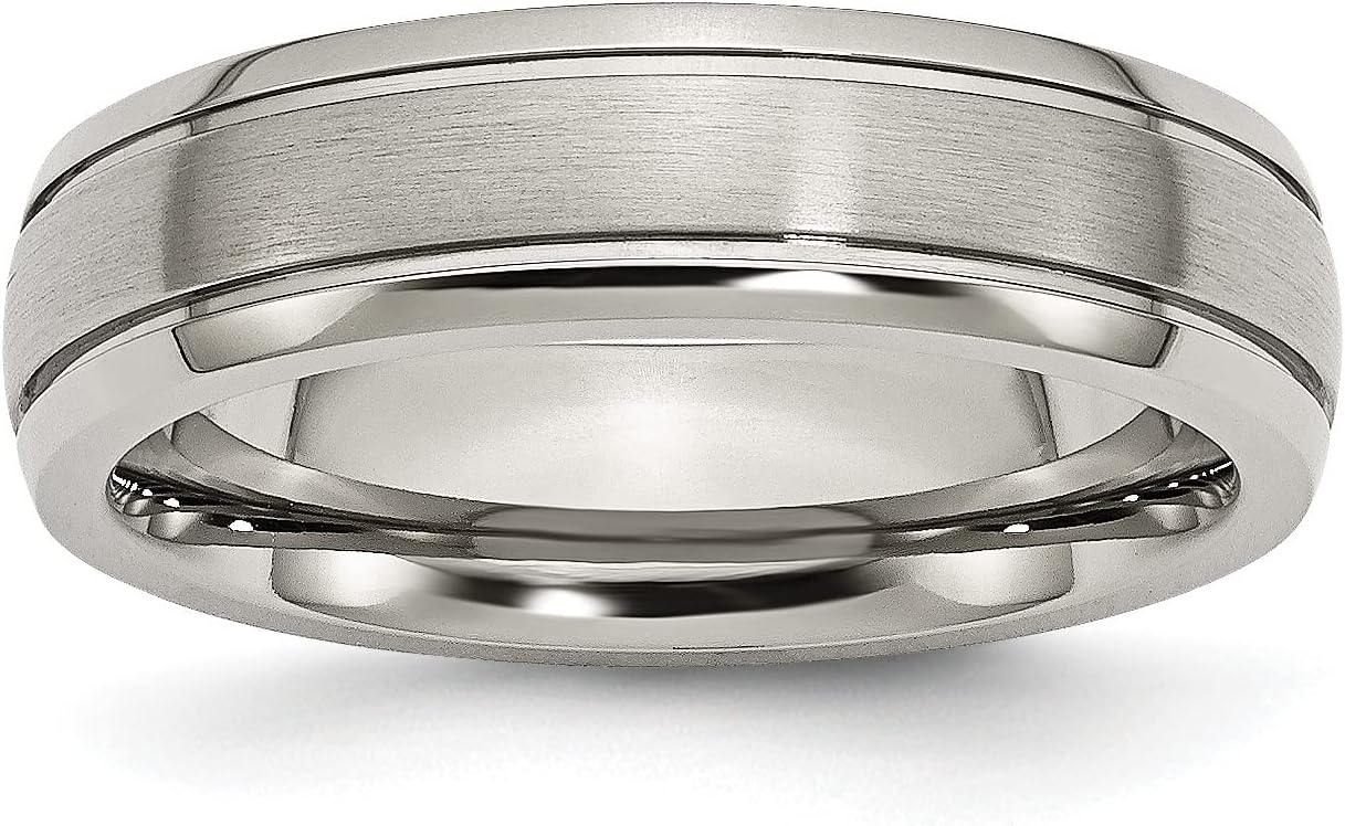 Chisel Titanium Grooved Edge 6mm Brushed and Polished Band TB27 9.50