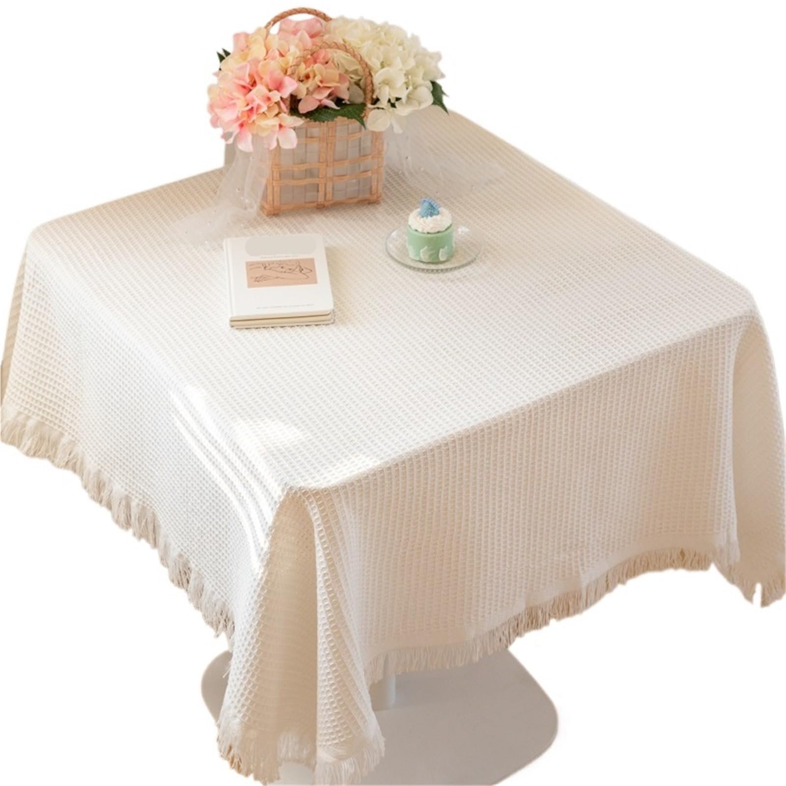 ZNTIHZ Coffee Table Cloth Tablecloth Simple Style Bedside Cover Square Round Desk For Home Decoration For Furniture Dresser(Beige,90x150cm)