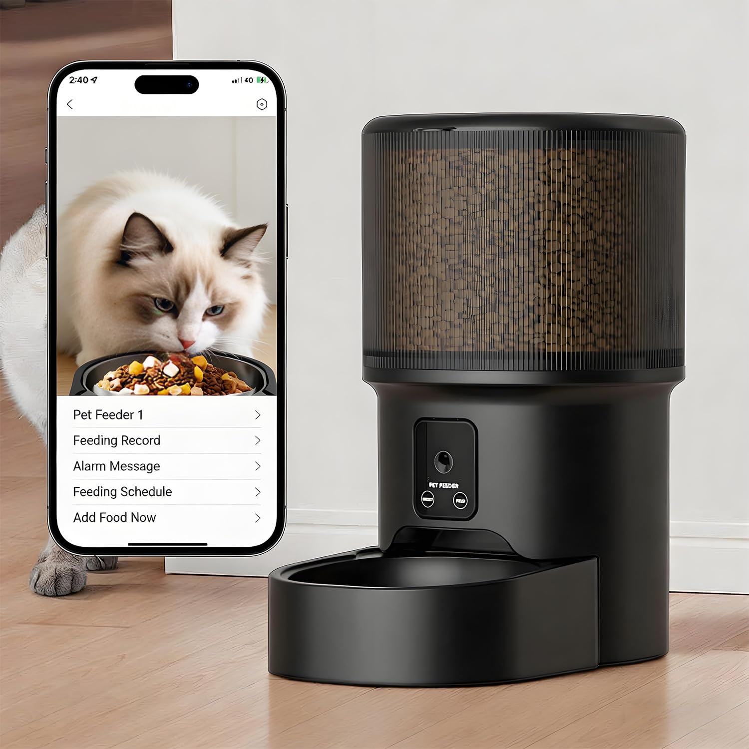Smart Pet Feeder with 1080P Camera, Two-Way Audio, Remote Feeding, AI Motion Detection, 120° Ultra-Wide Angle, 4L Large Capacity, Automatic Food Dispenser for Dogs Cats, Compatible with 2.4G WiFi - image 6