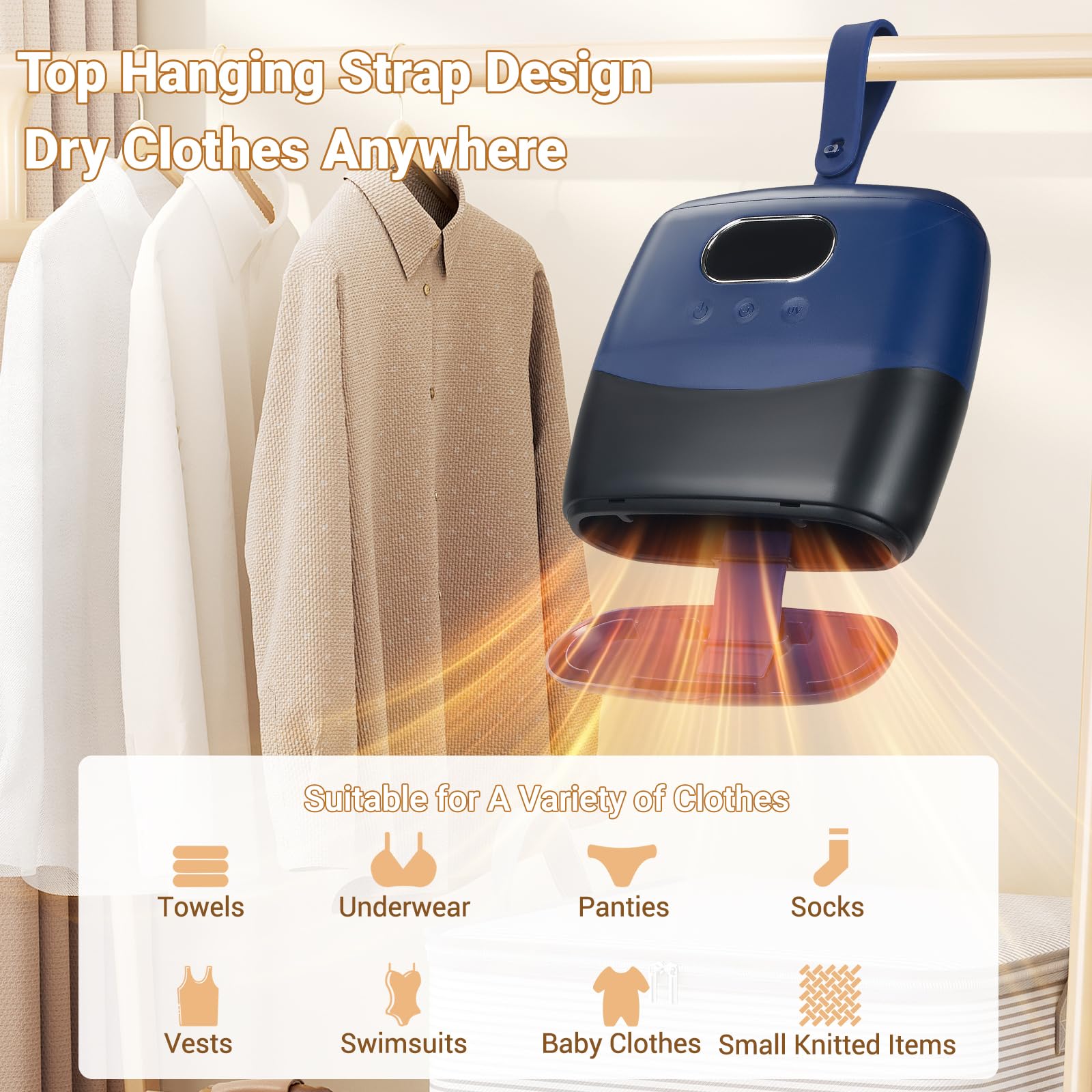 clothes dryer machine,600W portable dryer with timer,PTC heating 360° hot air circulatio technology,temperature adjustable 55℃/65℃,max 15kg for business travel, dormitories, apartments, hotels - 2