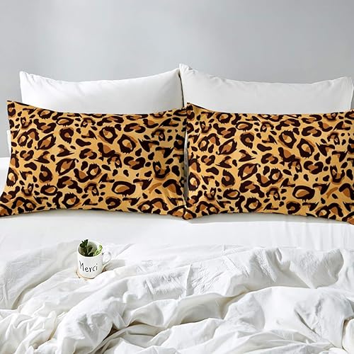 Miniatura 3 de Feelyou Juego de sábanas con estampado de leopardo, estampado de leopardo, sábanas de animales salvajes, juego de sábanas 1 sábana bajera ajustable
