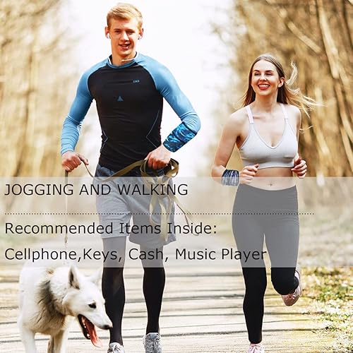 Miniatura 6 de Muñequera para teléfono celular con 2 bolsillos con cremallera, cartera para deportes, cartera con brazalete para llaves, tarjetas de