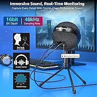 Vista 5 de ZealSound Micrófono USB RGB para iPhone/PC, micrófono para teléfono, ASMR, juegos, micrófonos con cancelación de ruido con silencio