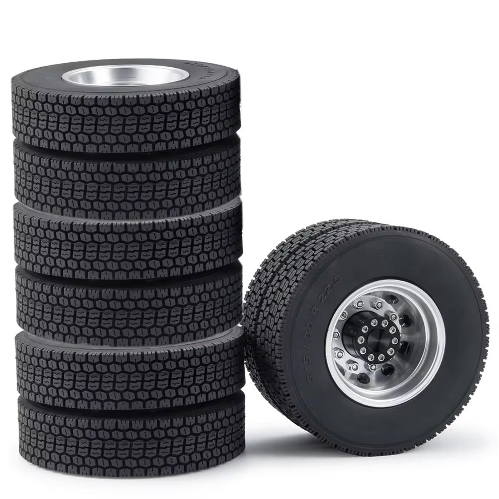 RC-Autoteile Zubehör Für Tamiya 4 Stück 1/14 RC Auto Traktor LKW Anhänger Fracht LKW Räder Teile Hinterrad Felgennabe Und Gummireifen Kit