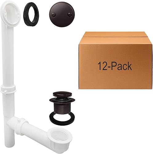 Miniatura 17 de Westbrass 593244-26 Kit de drenaje de residuos de baño con punta tubular blanca de 1-1/2 pulgadas, cromo pulido