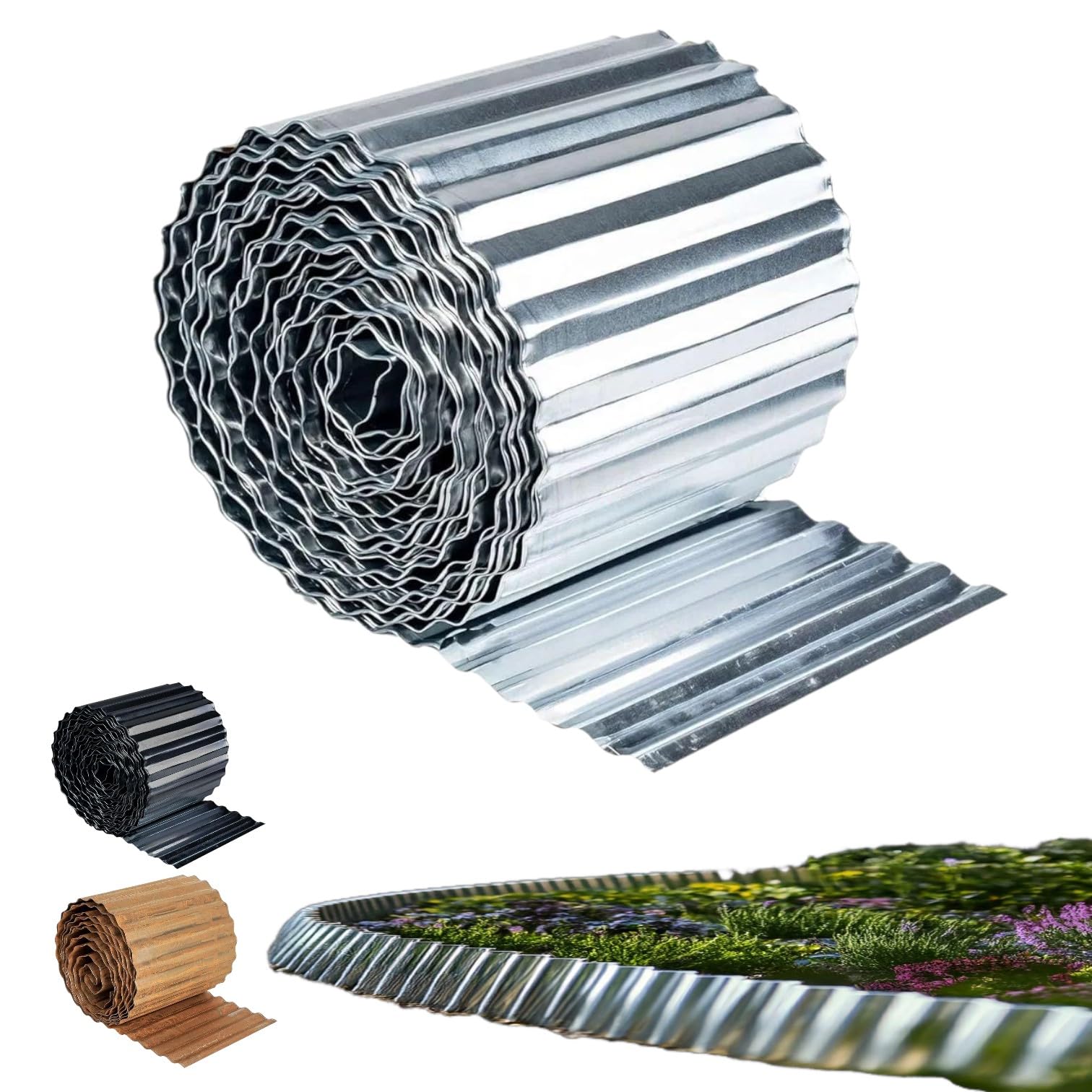 Corrugated Metal Garden Edging, Wave Roll, Landscape Edging Border for Lawn Flower Bed, Garden Fence, Paver Edging