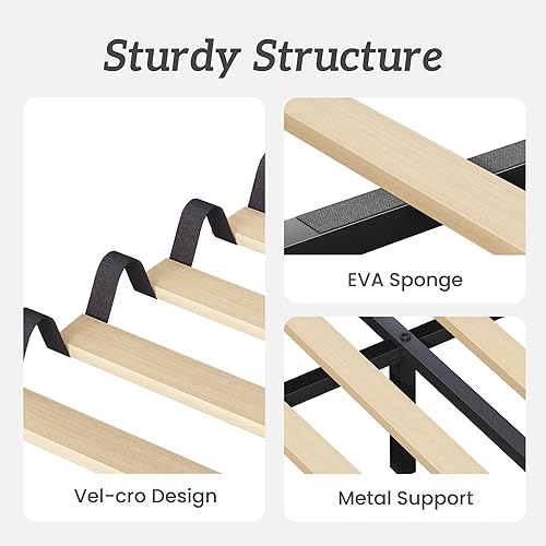 Miniatura 5 de Base de cama tamaño Queen, base de cama de plataforma con cabecera tapizada de terciopelo, no necesita somier, soporte de metal resistente, sin