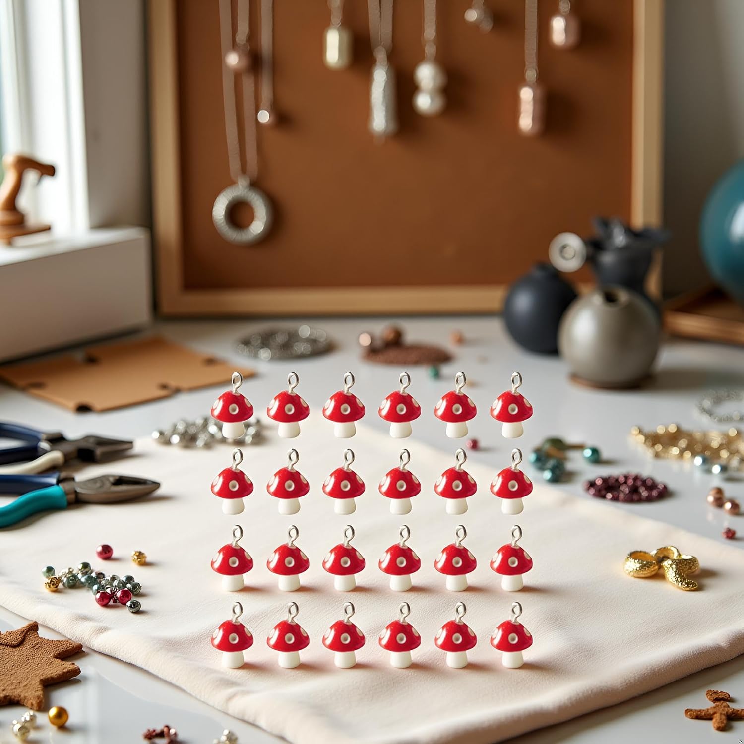 30 PCS Mini Resin Mushroom Charms Pendant Jewelry Findings Charms for Craft Jewelry Making, Charm, Beading and Jewelrys Making, Arts, Crafts and Sewing image 2
