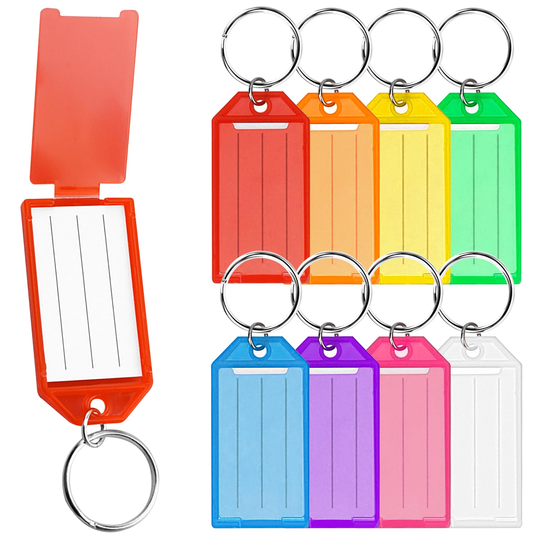 40 Pack Durable Key Tags with Labels and Split Rings, Assorted Color Key Labels Tags for Organizing and Identification