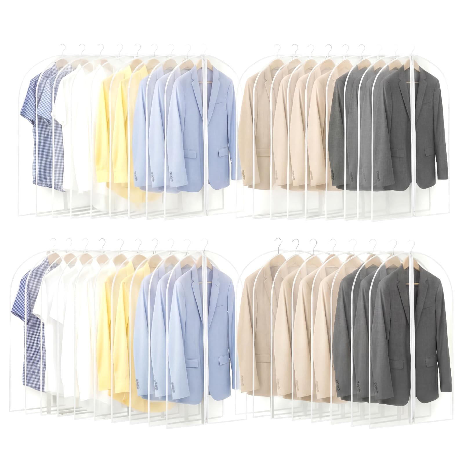 Amylove 40 Pcs 24 x 40 Inch Garment Bags Bulk Hanging Clothes Storage Covers for Closet Organization Dustproof