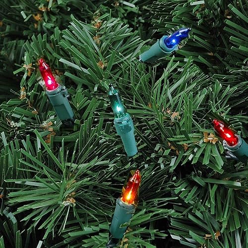 Miniatura 8 de Novedad luces 50luz de Navidad Mini juego de luces, cable verde, 25de largo, Misión, Rojo