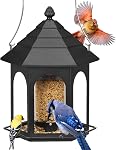 Kingsyard Metal Bird Feeder for Outdoors Hanging, 3 lbs Seed Feeder, Wild Bird Feeders for Garden Cardinal Finch Bluebird, Easy to Fill & Clean, Red