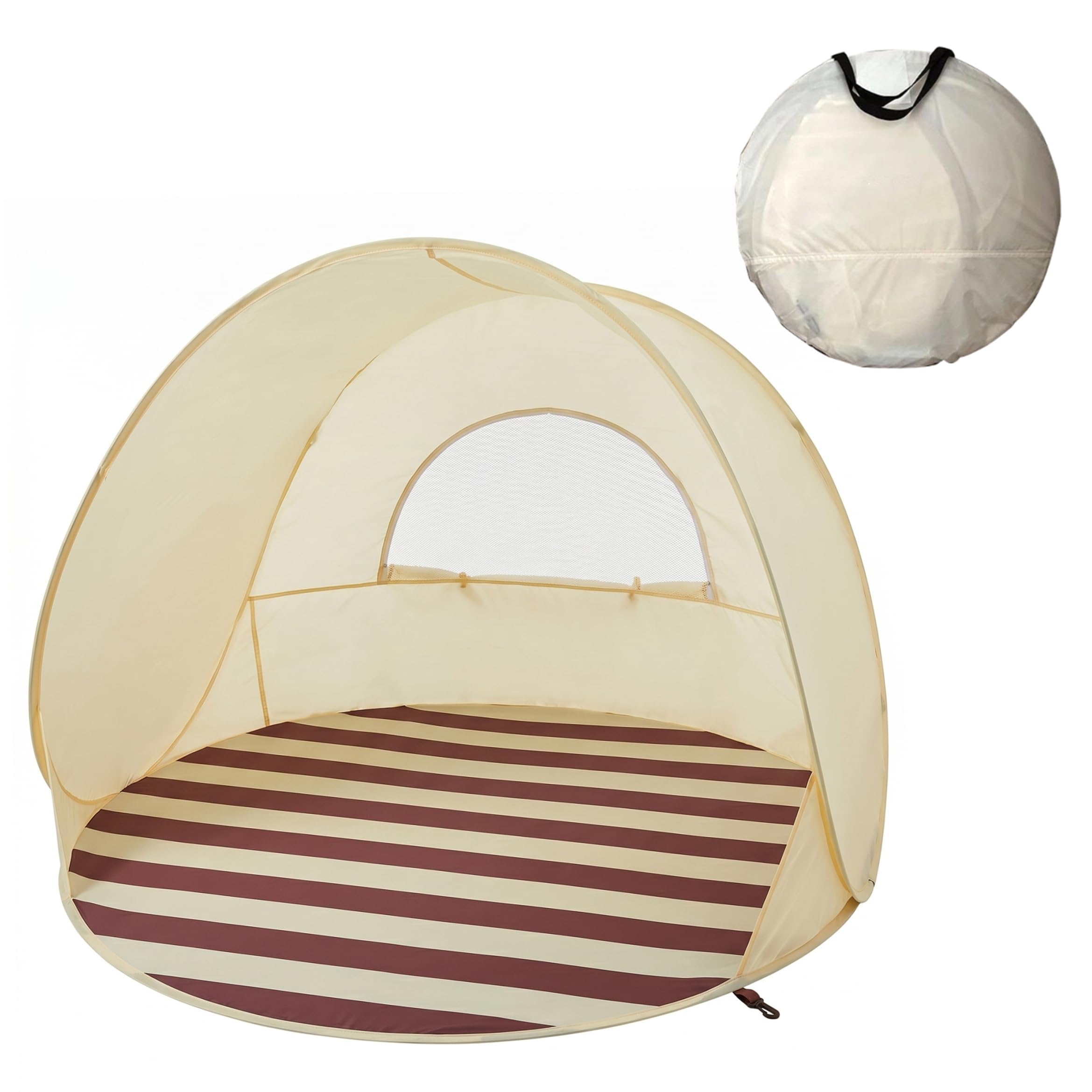 Tente de Plage Anti UV pour bébé, Tente de Plage, Pop-Up instantané Anti UV pour 2-3 Personnes avec Accessoires, Pare-Soleil ventilé et Portable pour l'extérieur, Beige