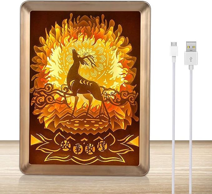 QFFL QFFL Three-Dimensional Paper Carving Lamp, Creative Papercut Sculptures Lights, LED Night Light, USB Powered, for Kids Room and Adults Bedroom