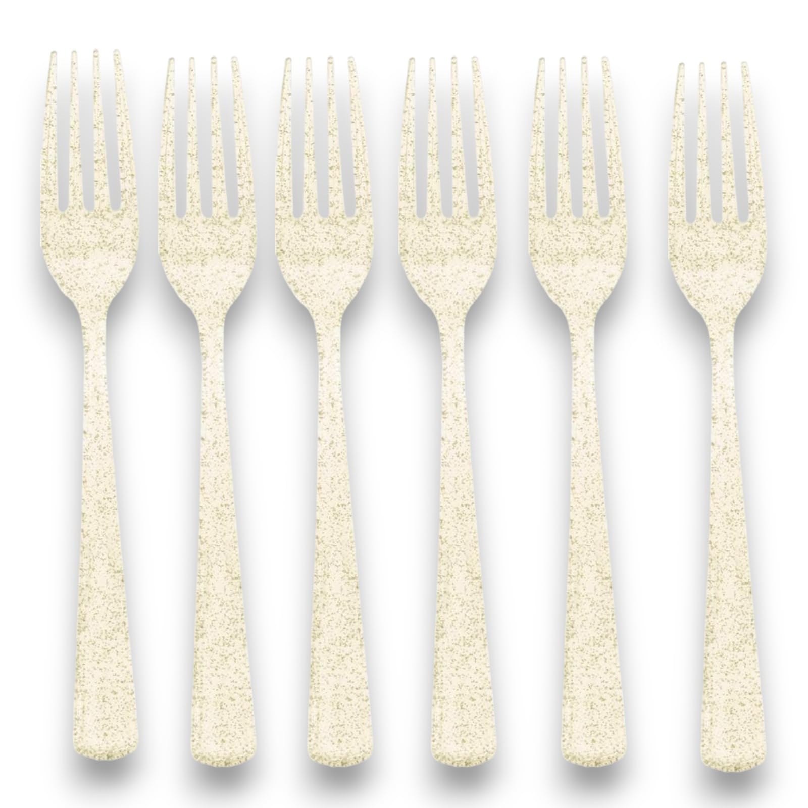 Aurora Store 24 pezzi Forchette di plastica Dorate Glitter forniture per feste riutilizzabili per compleanno, festa, picnic 18 cm
