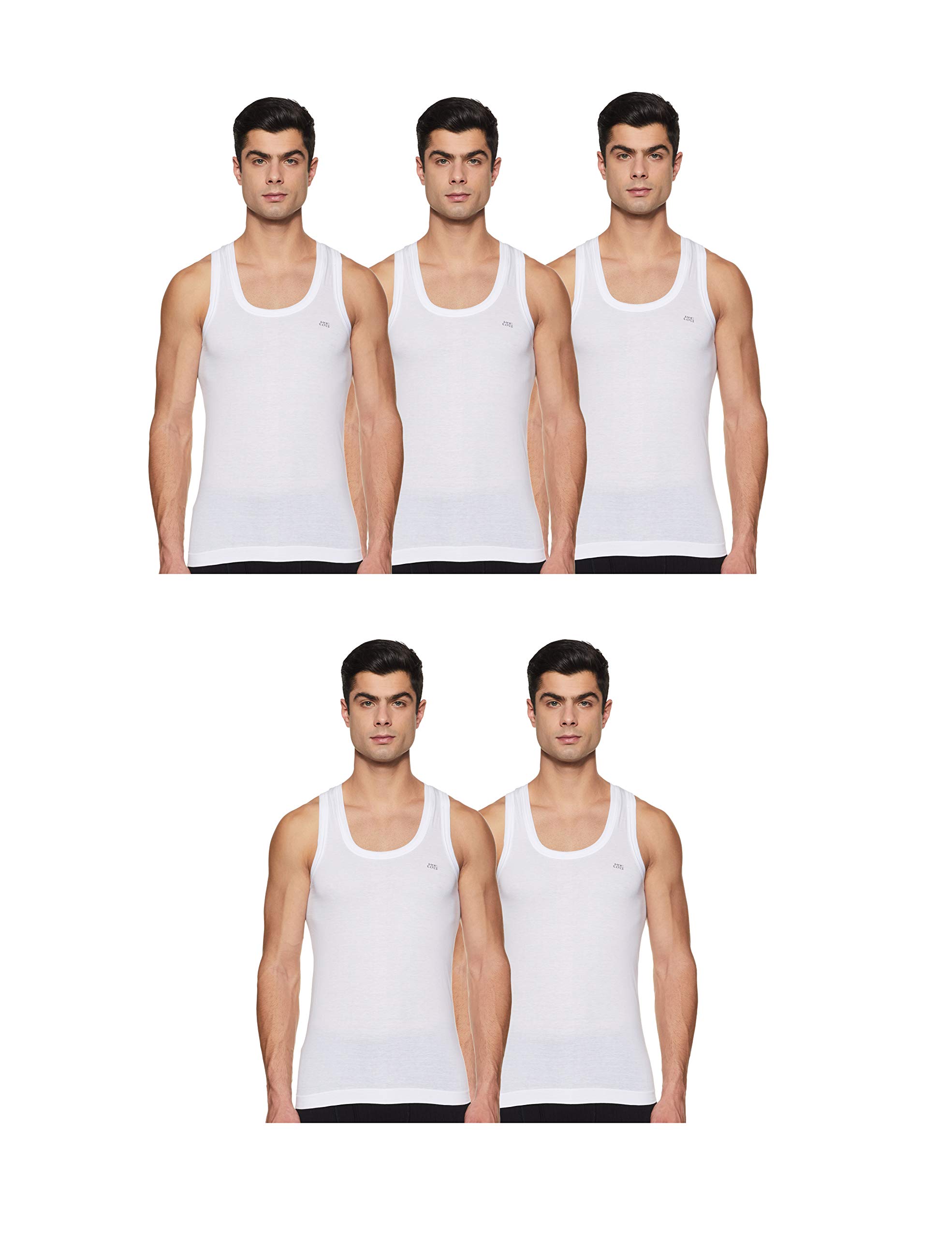 lux cozi Men's Pack of 5 Regular Fit Plain Vest-picture-25